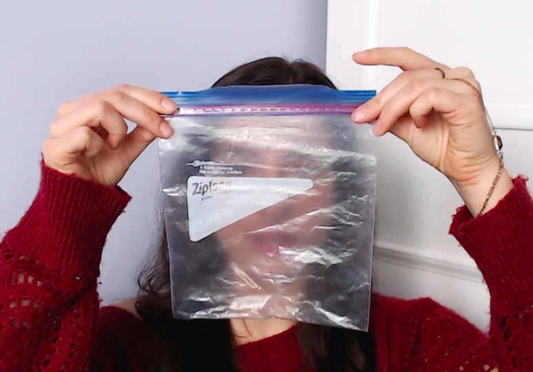 girl holding ziplock bag