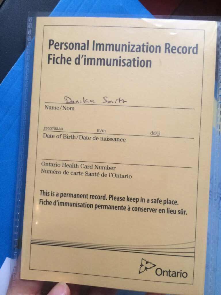 immunization record form in Ontario