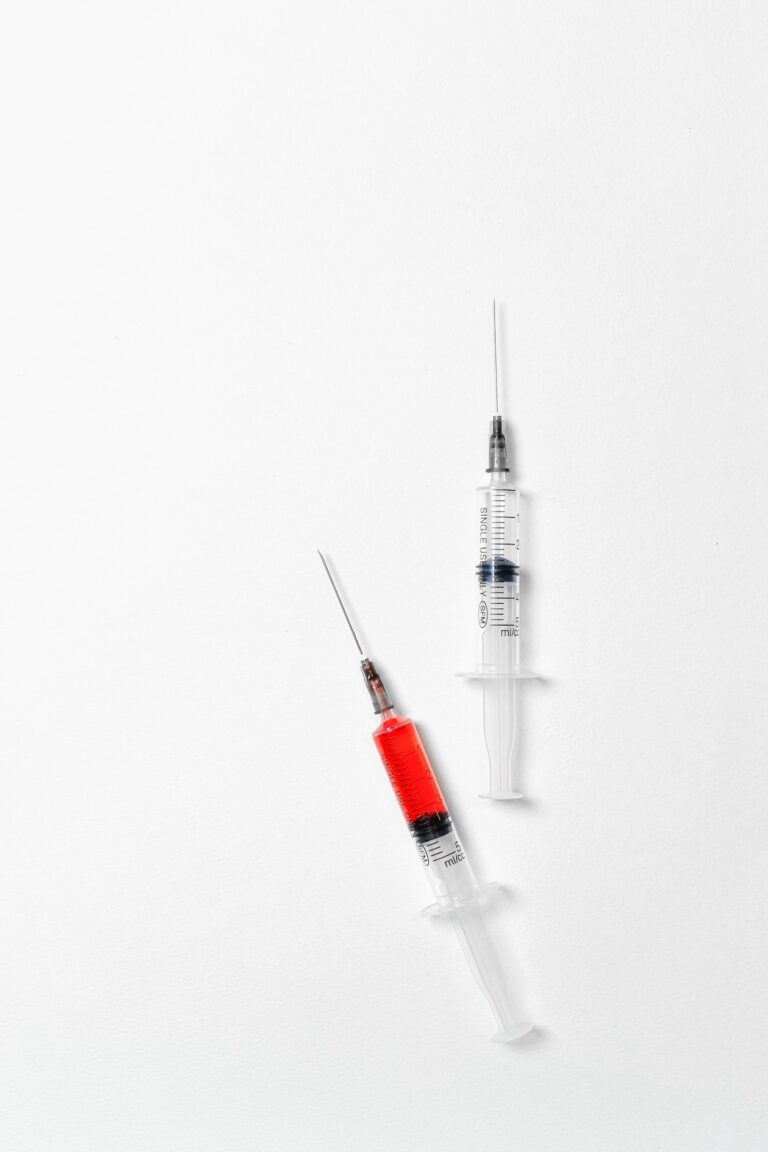 two medical syringes