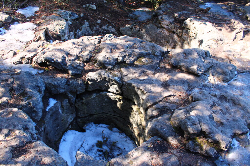 pot holes on the Bruce Trail at Lion's Head